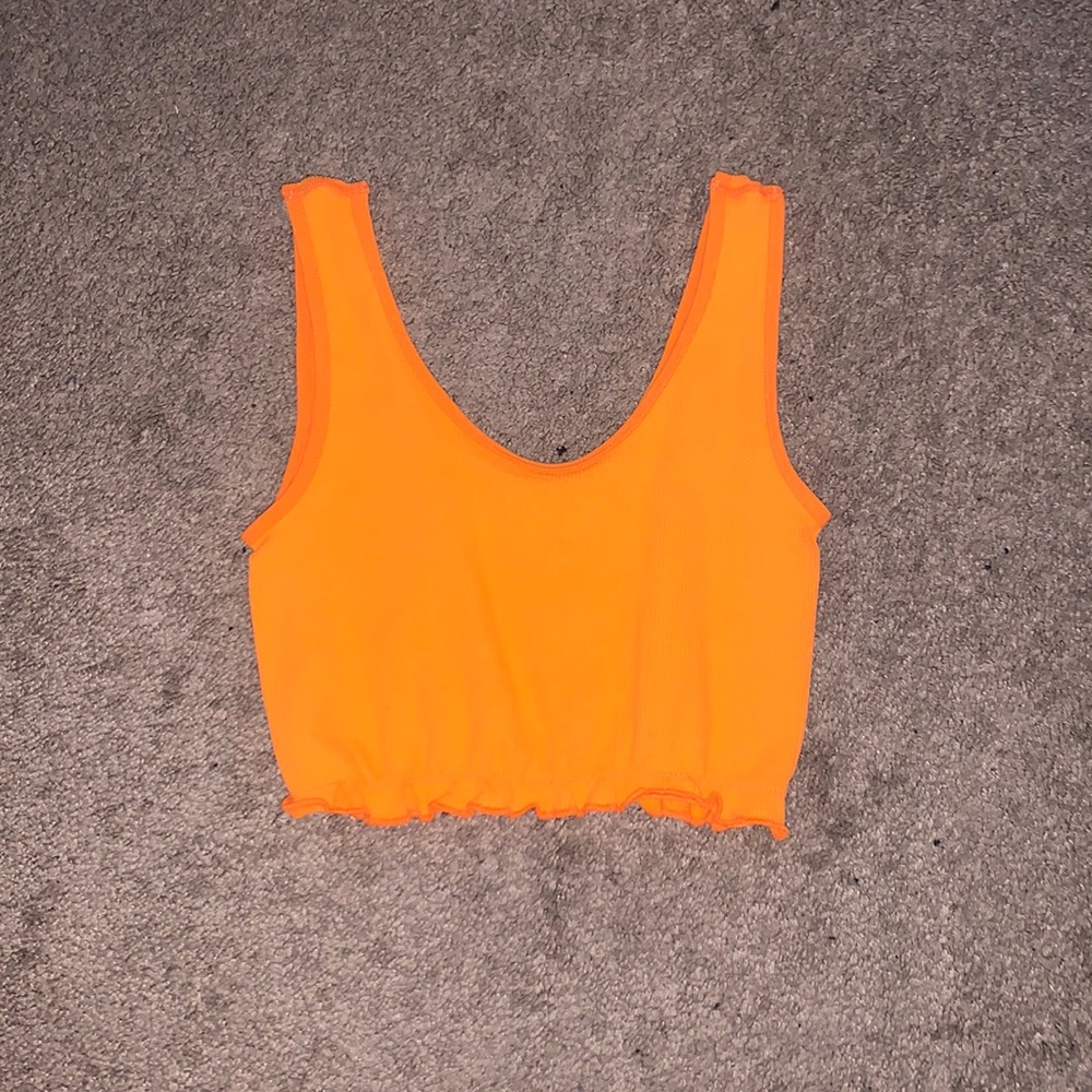 Bright orange cropped tank top from FCT BASICS